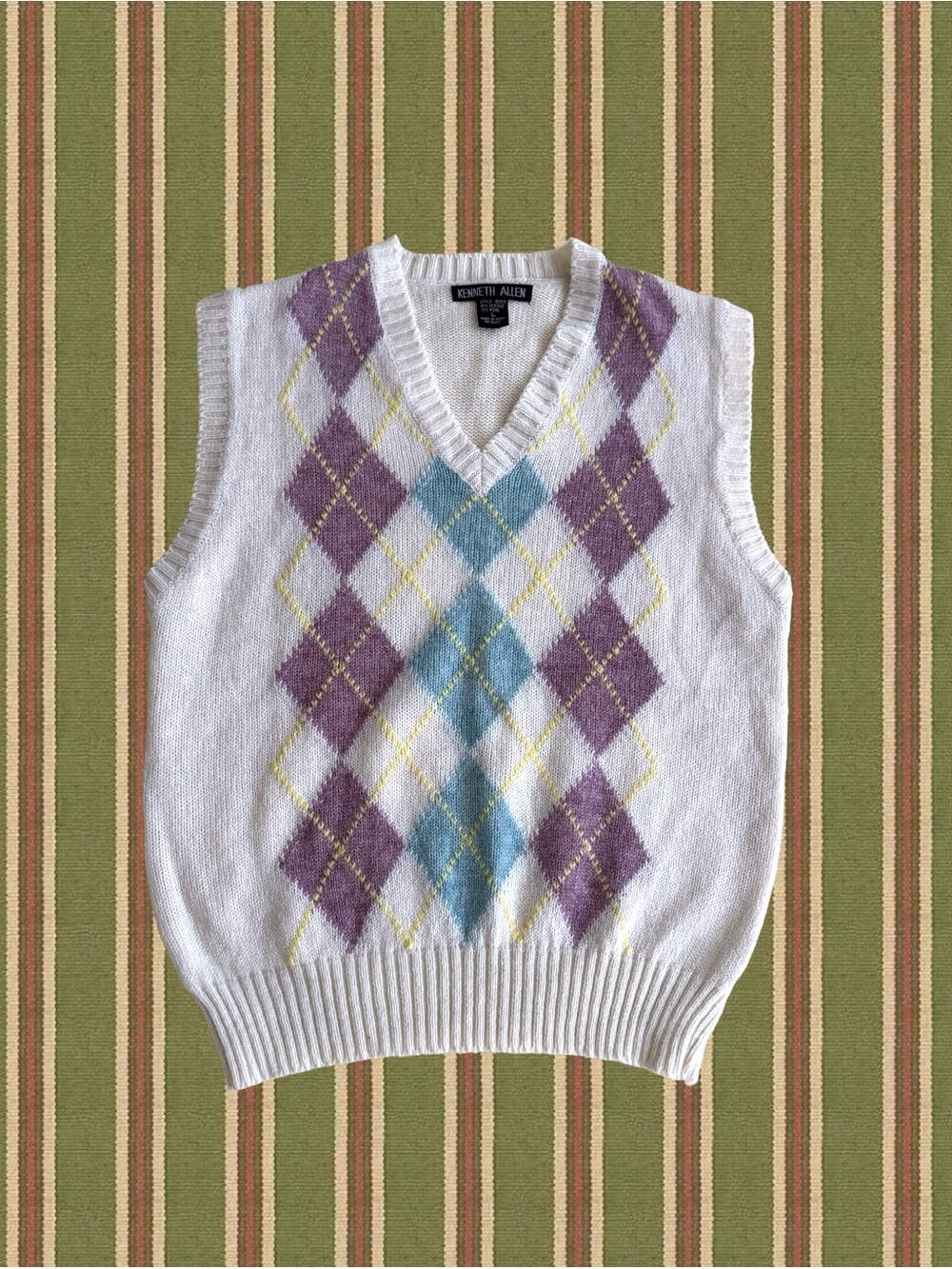 White Argyle V-Neck Sweater Vest